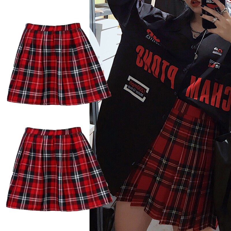Falda de uniforme escolar de , Falda corta a cuadros a la , Falda plisada de algodón, minifalda informal colegial japonés para mujer