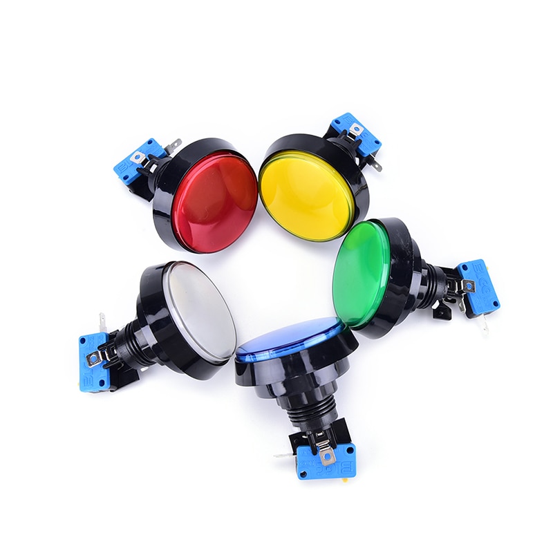 60Mm Arcade Knop Knop Met Led Licht Grote Boogvormige Arcade Video Game Player Knop Schakelaar Ouder-kind Game Console