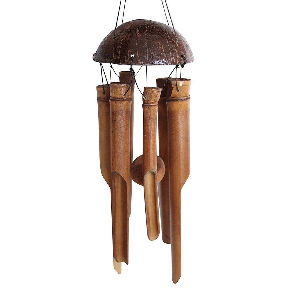 Bamboo Wind Chimes Coconut Pendant Handwork Fair Trade Wind Chime Outdoor by Long Garden Hanging Decoration