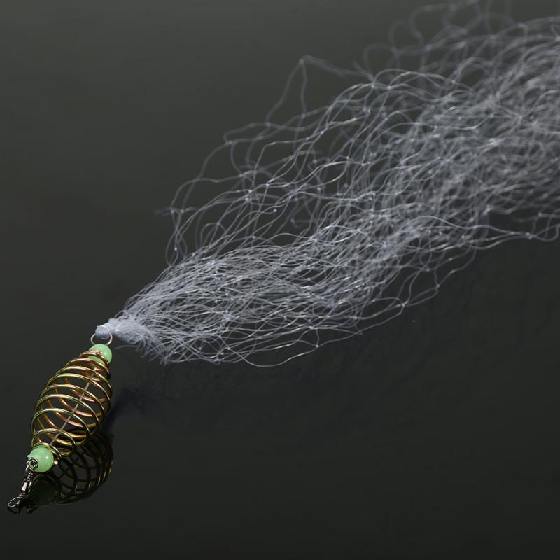 Fishing Net Trap Mesh Multi Size Plastic Small Fishing Netting Spring Connector with Luminous Beads Foldable Fishing Network