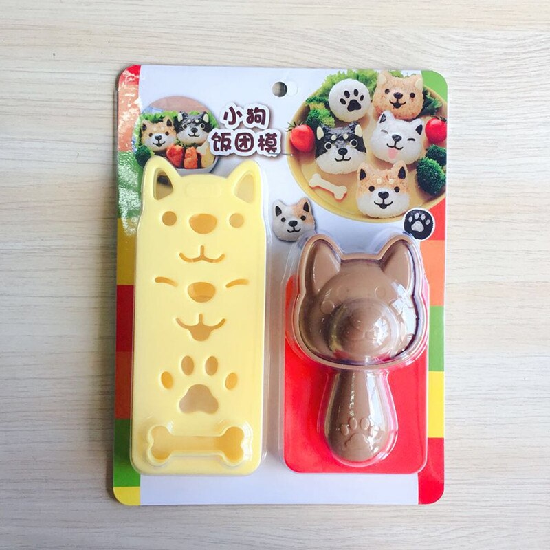 1 uppsättning söt leende katt sushi ris mögel dekor skärare smörgås japansk risboll julgran halloween pumpa formar diy verktyg: Hund