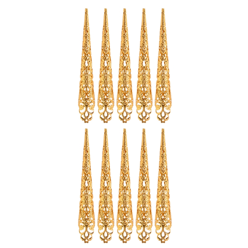 10Pcs anelli per artigli con punta per unghie da dito Bodhisattva a mille mani Guan Yin regina danza del ventre antichi costumi egiziani cinesi: Oro