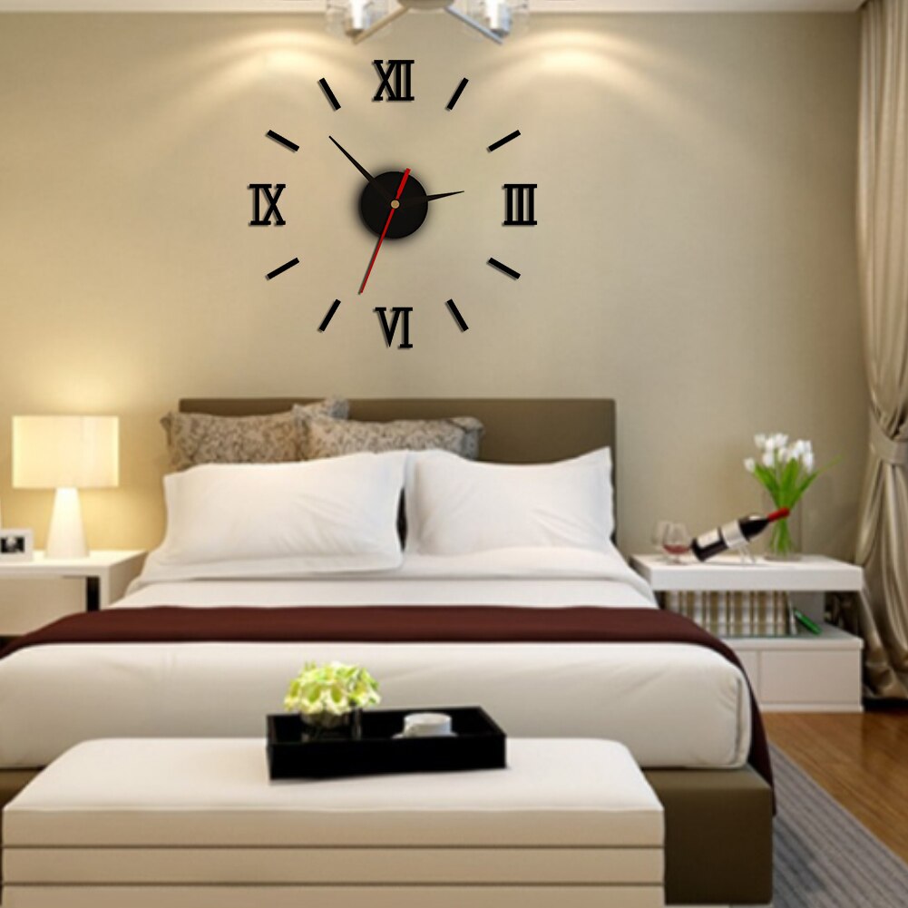 Romeinse cijfers kwarts voor thuis wandklok spiegeldecoratie 3d stickers verwijderbaar kantoor woonkamer moderne doe-het-zelf kunst