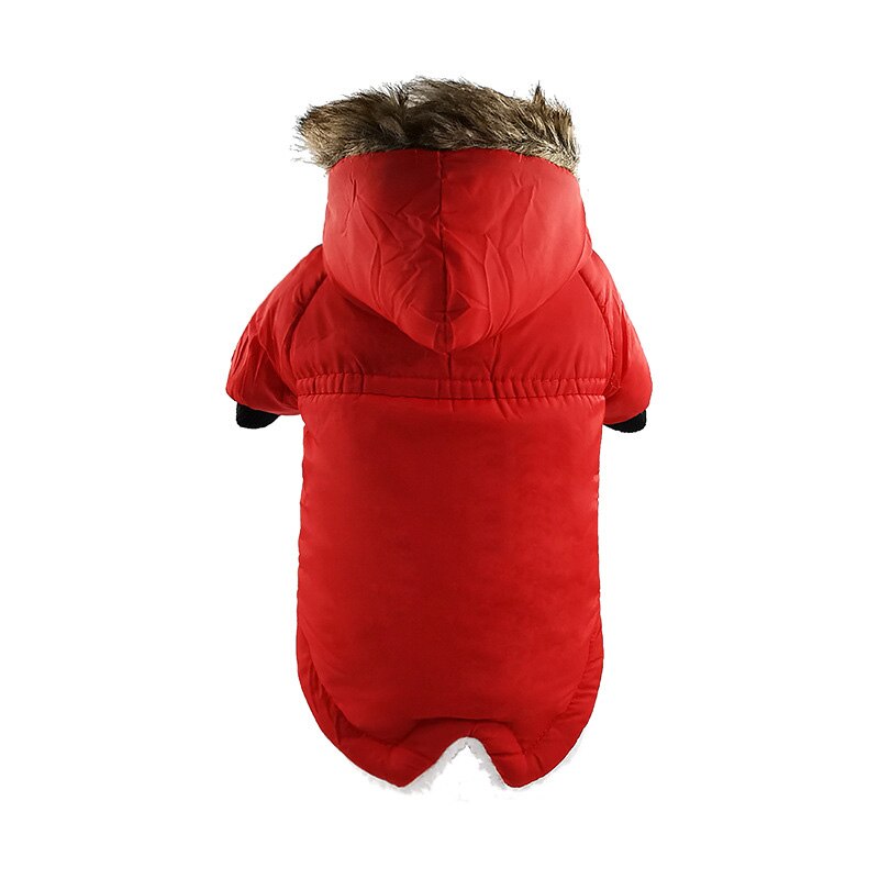 Dog Cotton-padded Jacket With Hood Autumn and Winter Puppy Two-leg Cotton Coat Keep Warm Comfortable Pet Clothes Accessories: Red / S