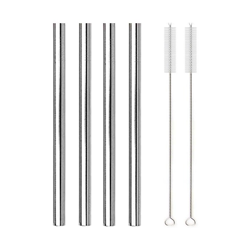 Large 12mm Bubble Tea Milkshake Straw Reusable Metal Straw 304 Stainless Steel Drinking Straws Set Bar Boba Straight Straw Tubes: Siliver 6pcs set