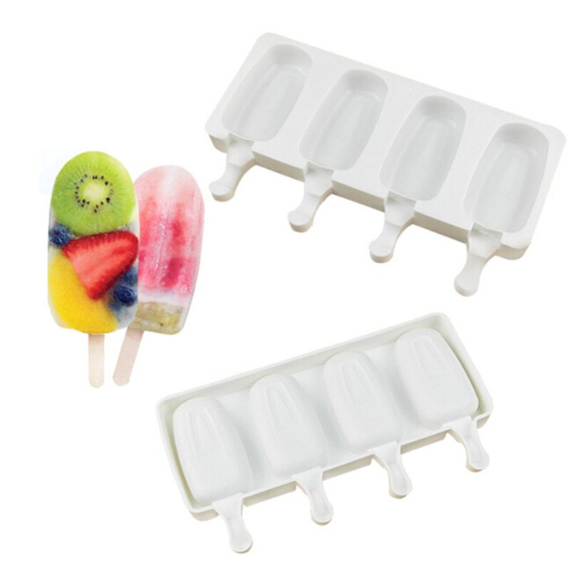 Homemade Food Grade Silicone Ice Cream Molds Ice Lolly Moulds Freezer Ice Cream Bar Molds With Popsicle Sticks Eco-Friendly
