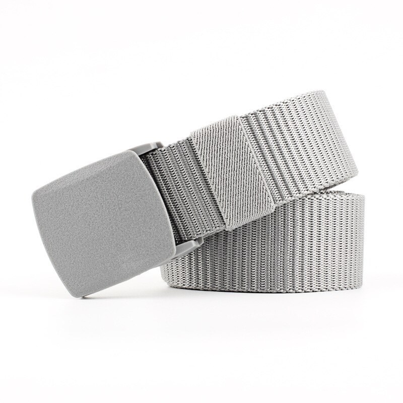 Cinturón hipoalergénico de nailon con hebilla de plástico de , cinturón duradero de lona para adolescentes y estudiantes: Gris claro
