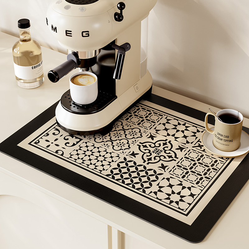 Bedruckte Abtropfmatte, Super saugfähig, Kaffee-Abtropfunterlage, Geschirr-Abtropfunterlage, schnell trocknender Teppich, Küchengeschirr, Tischset