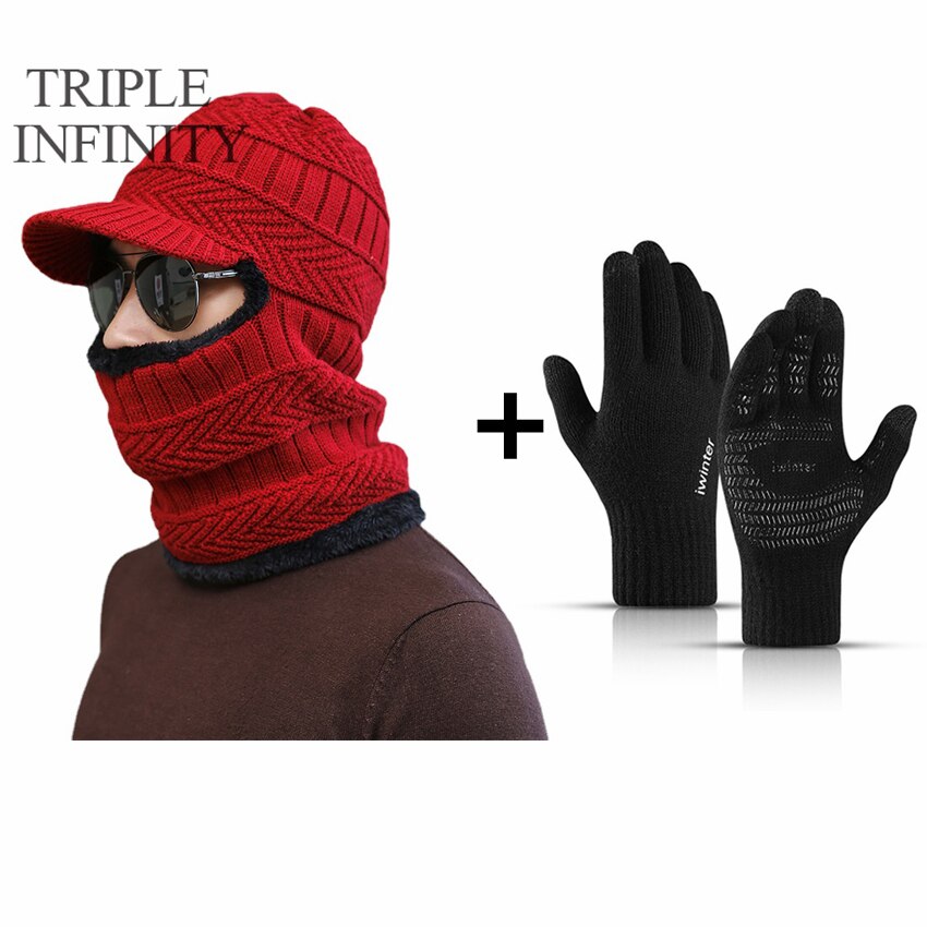 TRIPLE INFINITY Brand Skullies Beanies Winter Knitted Hat Cap Elastic Thick Skin-friendly Warm Ear Protection Bonnet Men's Hats: Winter Warm Suit I