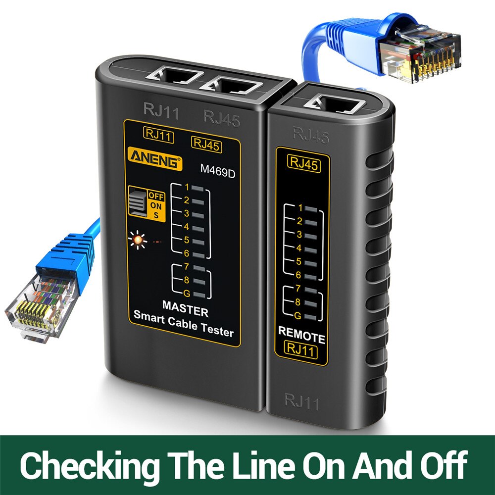 M469D Network Cable Tester Pairing Instrument for RJ11 RJ45 Telephone Lines LED Indicator On-off Long-distance Testing