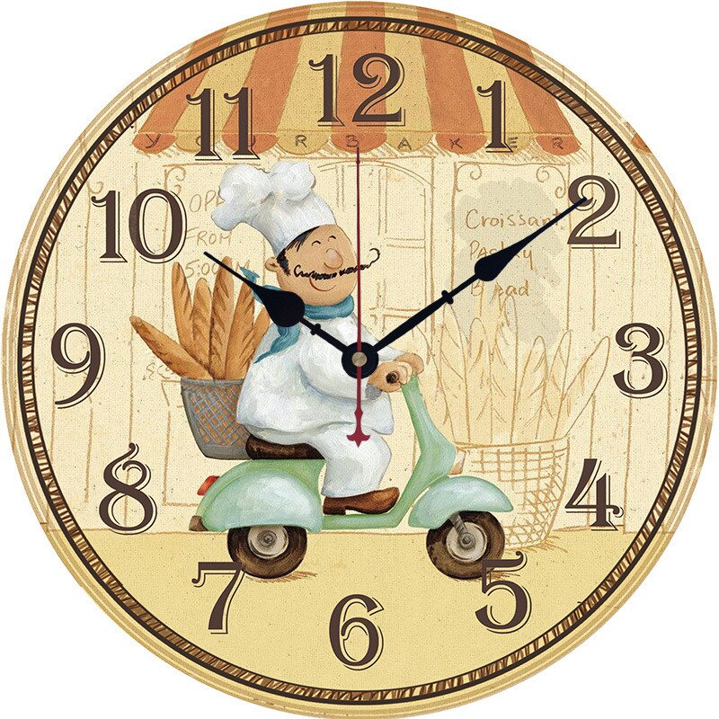 Horloges murales rétro, européenne, de Chef cuisinier, silencieux, Durable, décoration de cuisine, bureau, salon