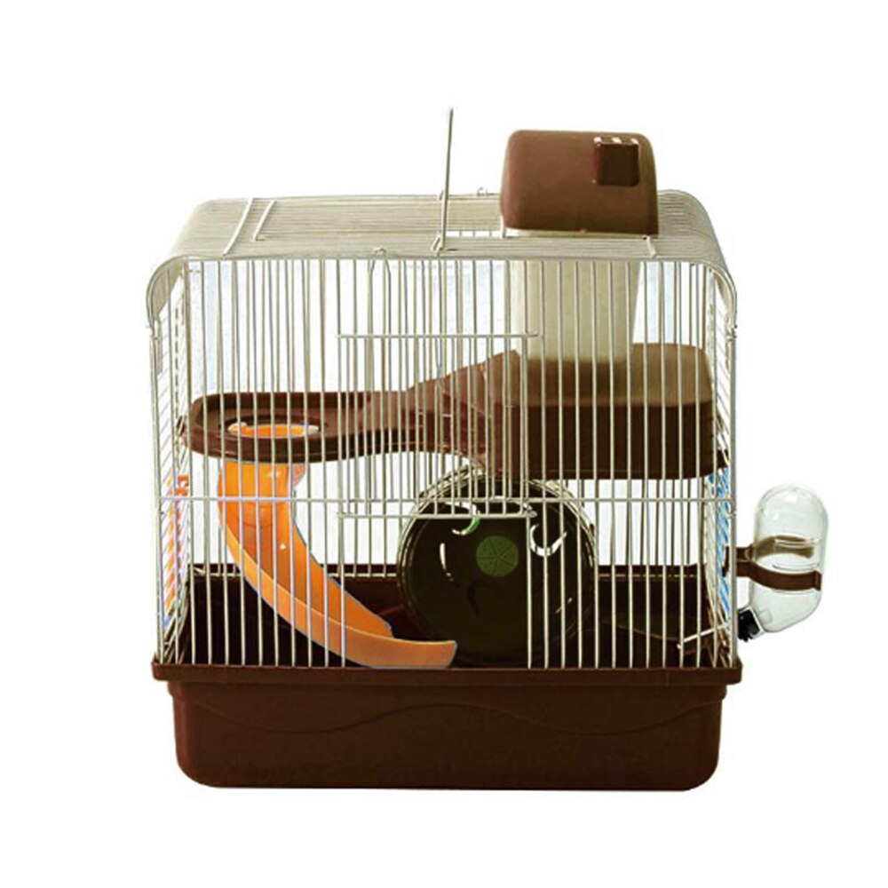 Storey Hamster Cage Chinchilla Portable Rat Cage Mouse home Double Layer House for Hamster Water Bottle Hedgehog Ferret Carrier: coffee