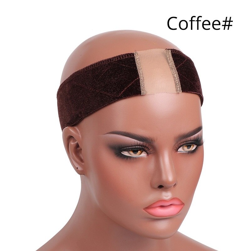 Kant Pruik Grip Hoofdband, Hand Made Antislip Hoofd Band, Pruik Cap Haarband, pruik Hoofdband Met Kant Mesh Verstelbare Bandjes: Coffee