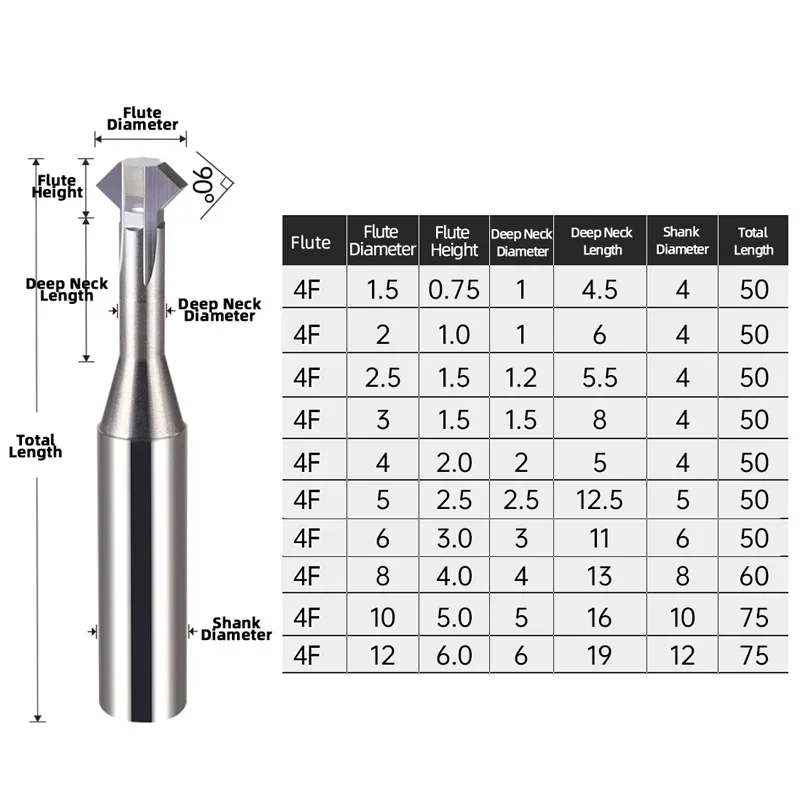 90 Degree Upper And Lower Inner Hole Chamfering CutterTungsten Steel Carbide Milling Cutter CNC Cutting Tools: 3.175*3.175*10 / 35mm