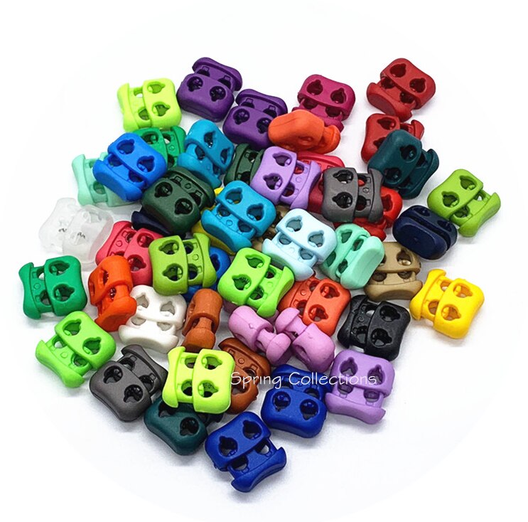 Bouchon à bascule de verrouillage en plastique, 20 pièces, 16x17mm, multicolore, Double trous (dia.4 mm), accessoires pour vêtements