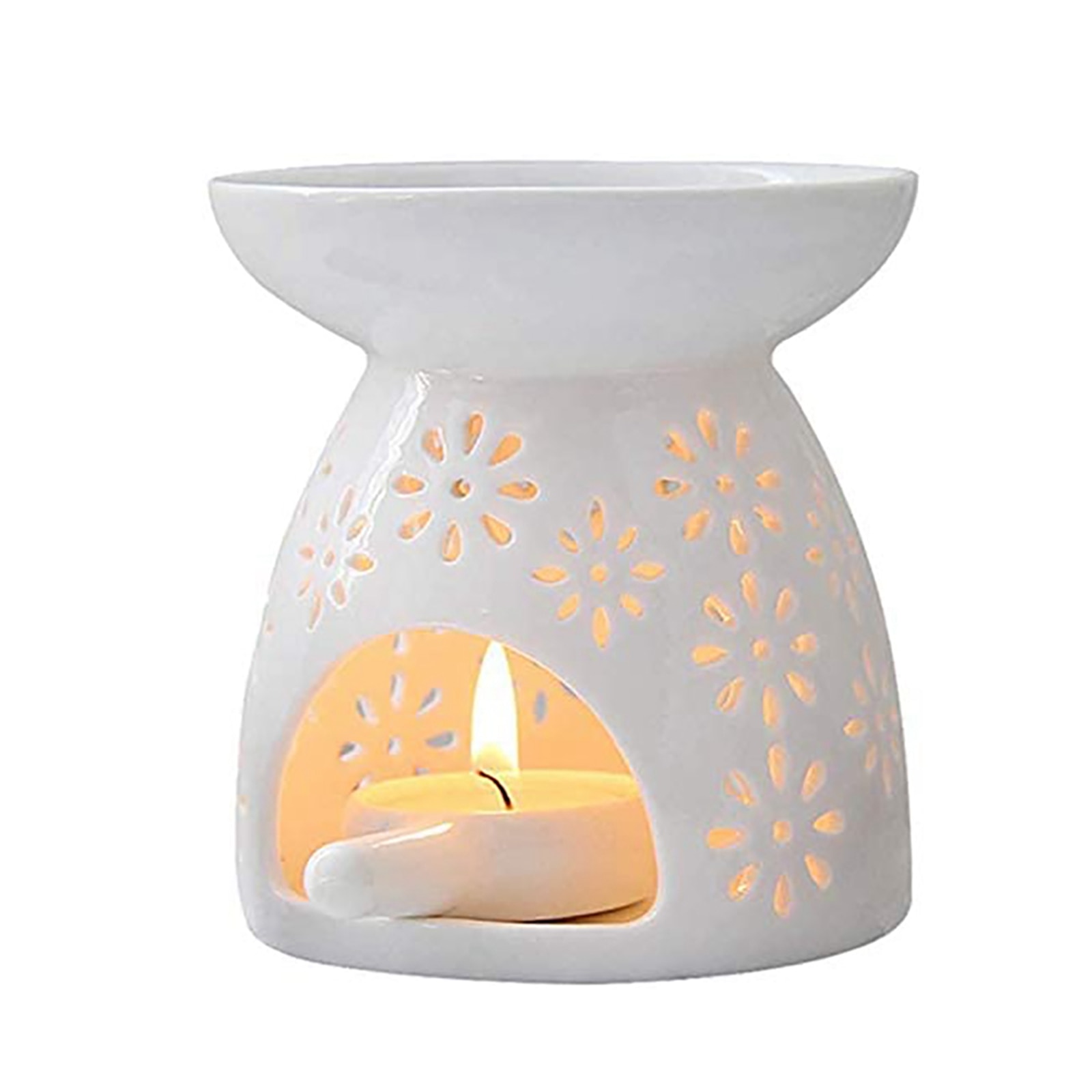 Candle Holders Lamp White Ceramic Crafts Essential Oil Tea Wax European Style Porcelain Ornament Incense Burner Home Decor