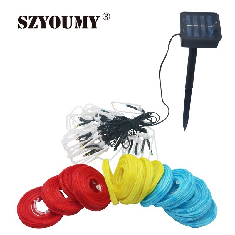 Guirnalda de luces led solares colgantes de colores para jardín de szyoumy 4.8m 6m 20 30 para decoración navideña.