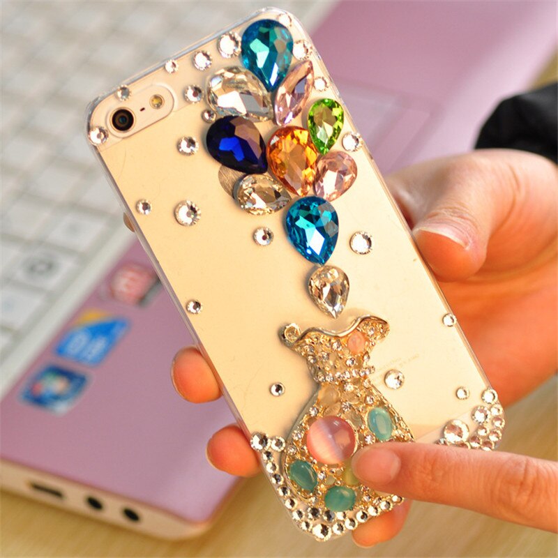 Lamadiaa Luxe 3D Kleurrijke Diamond Rhinestone Bling Gevallen Voor Iphone 11 12 Mini Pro Xs Max Xr X 8 7 6 Plus Diy Crystal Coque