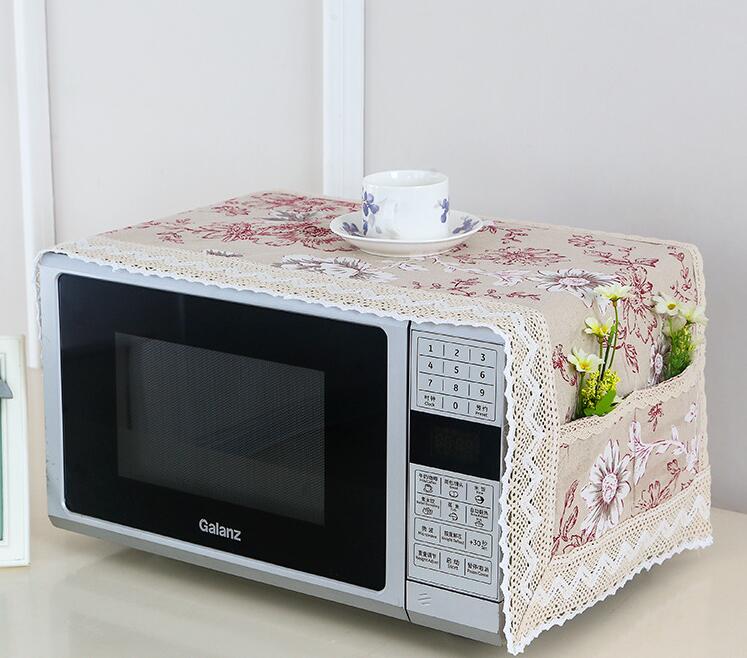 Superior cotton linen Dust Cover Microwave Cover Microwave Oven Hood Microwave Towel With Storage Bag