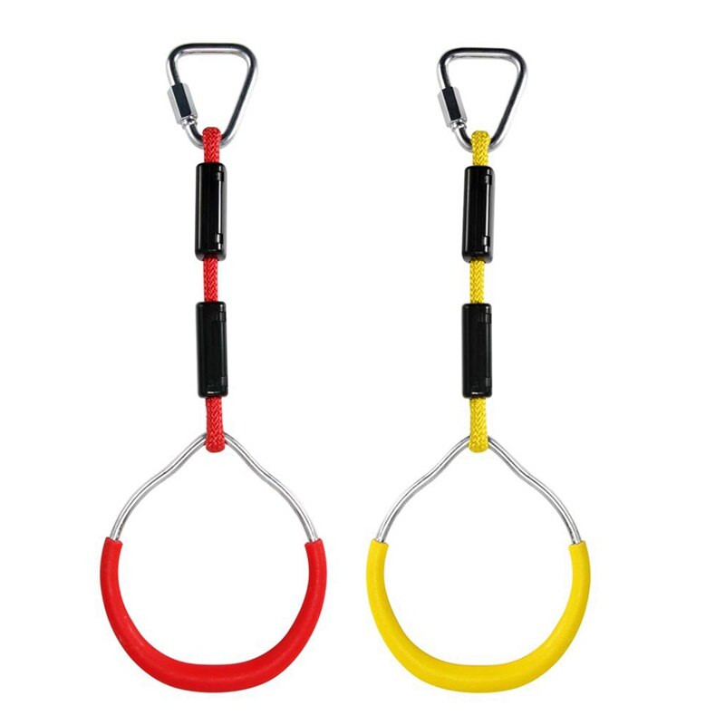 2x gynge gymnastik ringe børn trapez bar pull up gym ringe ring til børn drenge piger gul & rød: Default Title