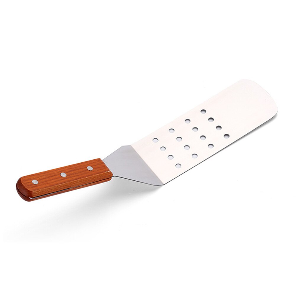Kitchen Gadgets Stainless Steel BBQ Turner Restaurant Grilling Cooking Utensils Riveted Spatula Wood Handle