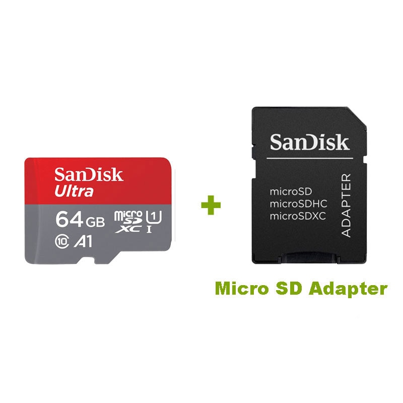 Sandisk Ultra Memory Card 32gb 64gb 128gb 200gb 256gb micro SD Class 10 microSDHC/SDXC TF Card 98MB/S 100MB/S for UAV Cellphone: A1-TF-64G-Sd-adapter