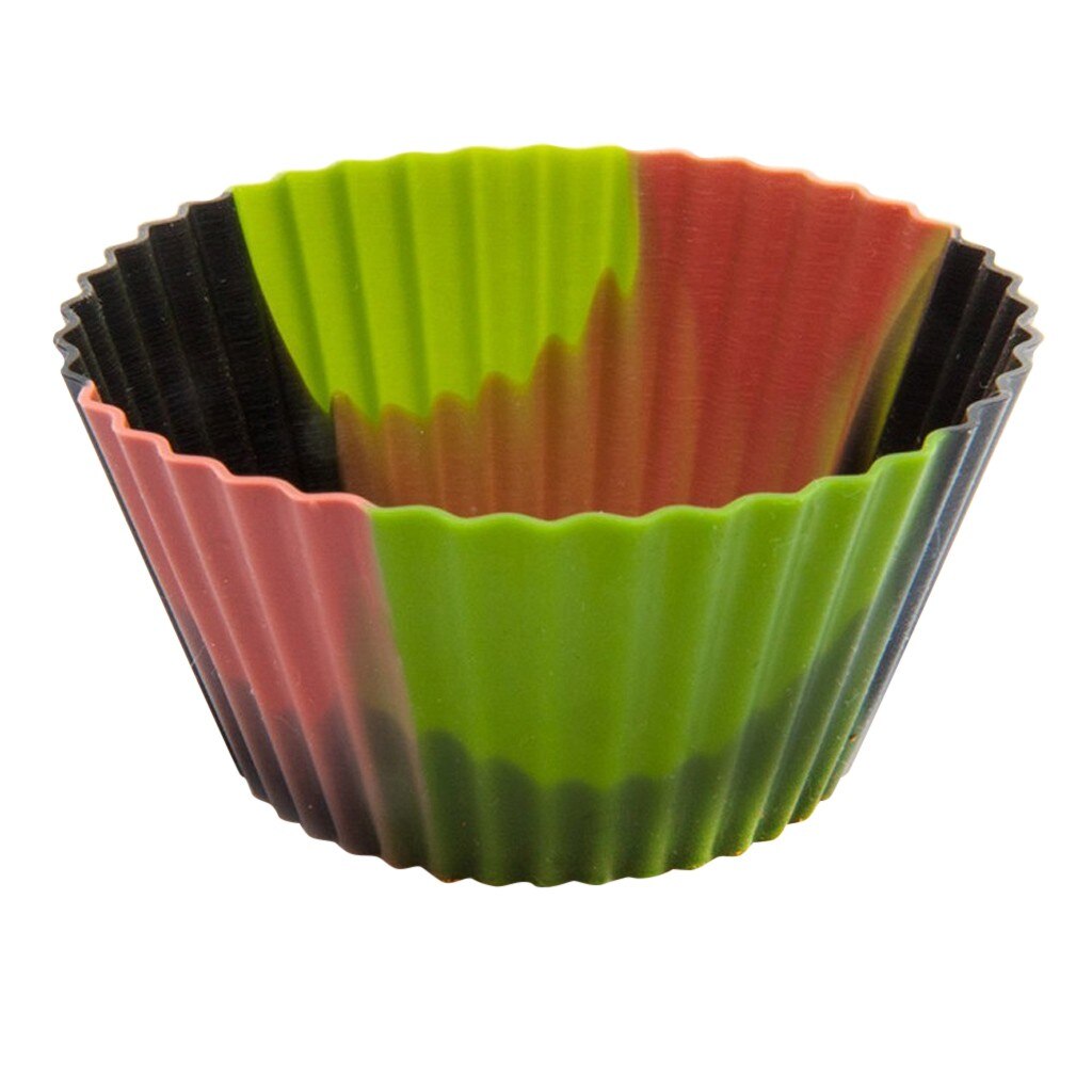 Förstklassig silikon bakmuggar cupcake liners formar muffins liners formar set tvål kakor cupcake bakeware form plåtform: Bk