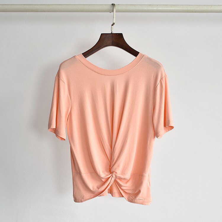 Latinsk dans træningstøj kvinder toppe korte ærmer knyttede dans toppe hip hop jazz danse tøj t-shirt performance outfit  l4065: Orange / M