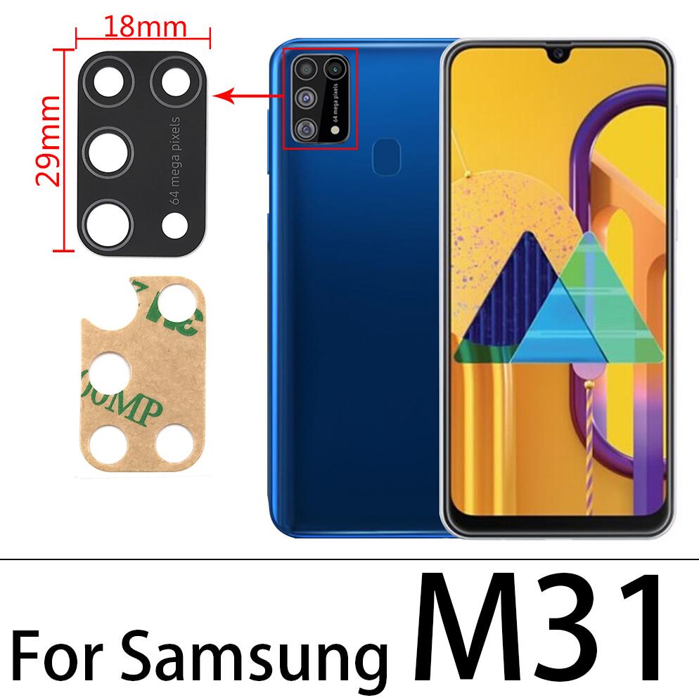 10 sztuk powrót szkło obiektywu aparatu z Ahesive dla Samsung A51 A21S A30S A50S A70S A31 A41 A71 M21 M31 S20 Plus Ultra fe uwaga 10Lite: M31