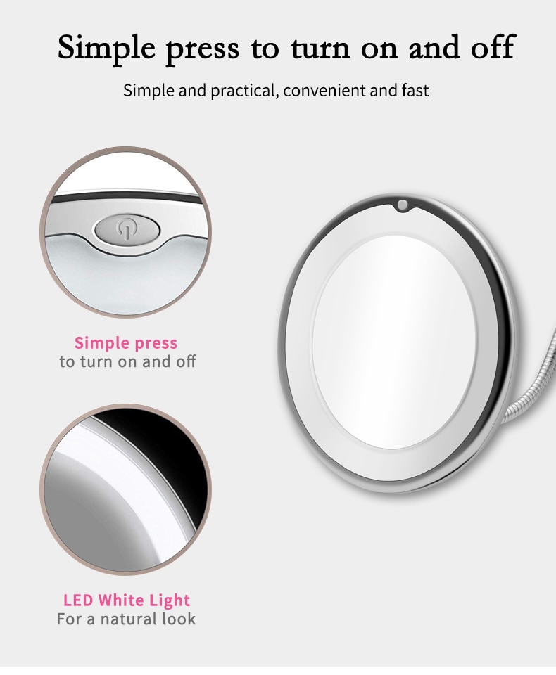 Mini LED Mirror Makeup Mirror With LED Light Compact Vanity Mirror Magnifying LED Miroir Grossissant Magnifying Protable Miroir