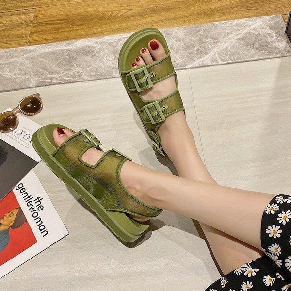 Sandaler komfortsko til kvinder klare hæle jakkesæt kvindelige beige all-match dame komfort blok fladhælede lav: 2 / 36