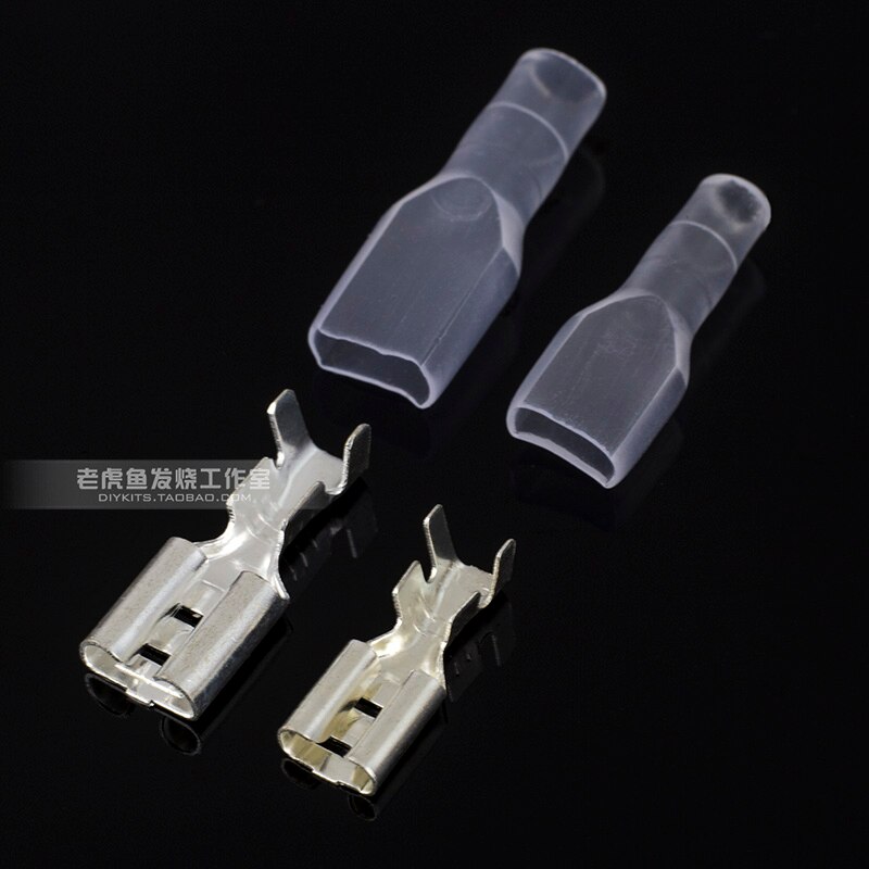 10 pcs/package 6.3/4.8mm cold crimping wire connection terminal plug spring pure copper thick silver plated sheath