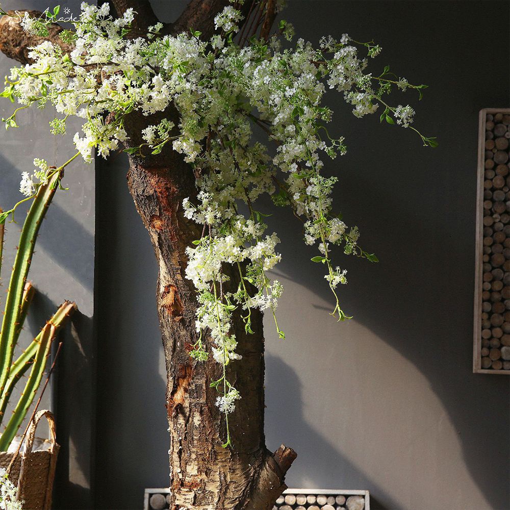 Flores artificiales de rama larga para decoración del hogar, sauce nevado, hecho al Sol, para boda y granja