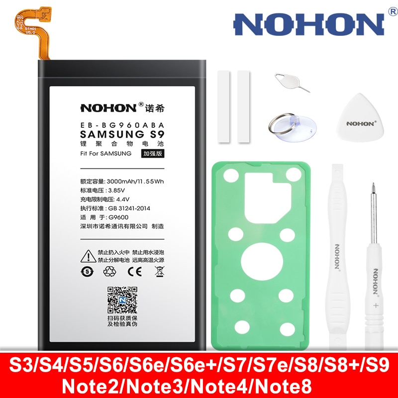 NOHON Batteria Per Samsung Galaxy S9 S8 Più S7 S6 Bordo Più S5 S4 NFC S3 Note8 Note4 Note3 NFC note2 N910X N9100 Phone Bateria