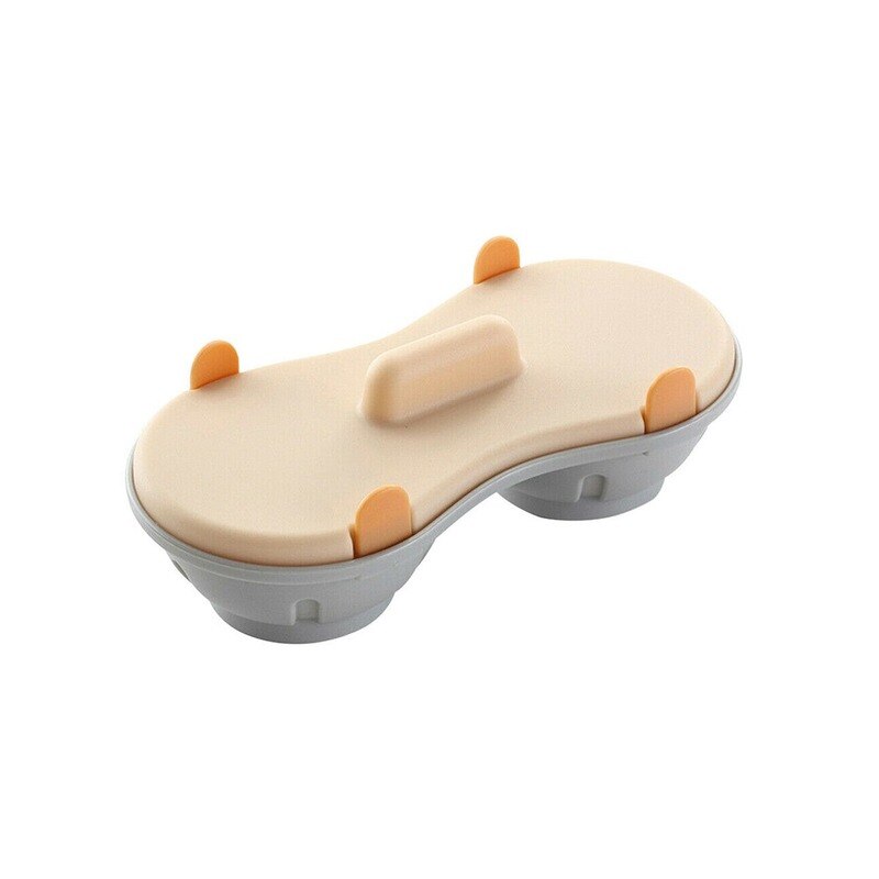 Double-layer Kitchen Microwave Steamed Egg Box Steamed Egg Drain Box Yellow Blue with Lid Two Grids Steamed Two Eggs Box