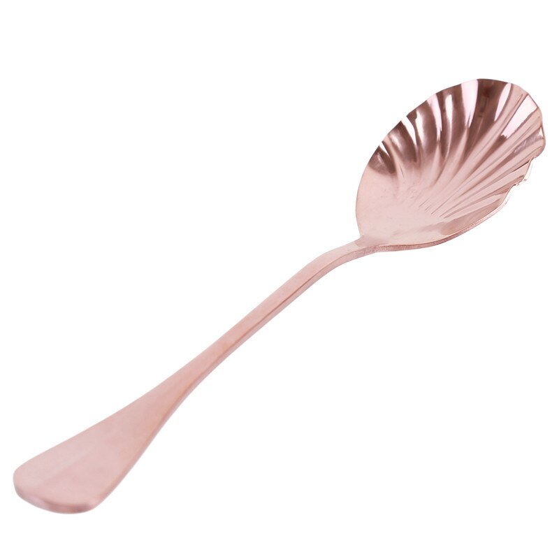 Coffee Spoon Stainless Steel Shell Tea Spoon Cake Dessert Fruit Fork Stirring Mini Spoon Dropshiping: rose gold