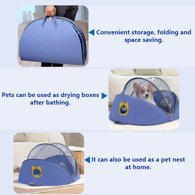 Boîte de séchage pour animaux domestiques, , Cage de soufflage pour chat, chien, tente, sac de toilettage, salle de séchage pour animaux domestiques, système de séchage mains libres multifonction