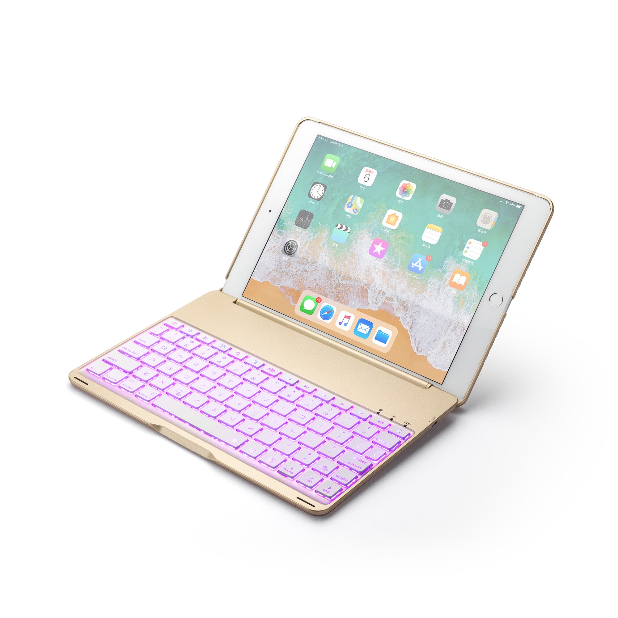 Drahtlose Bluetooth Tastatur Abdeckung für ipad Air1 ipad 9. 7 neue ipad 9,7 Aluminium licht-emittierende 9.7 &#39;bluetooth tastatur: Gold