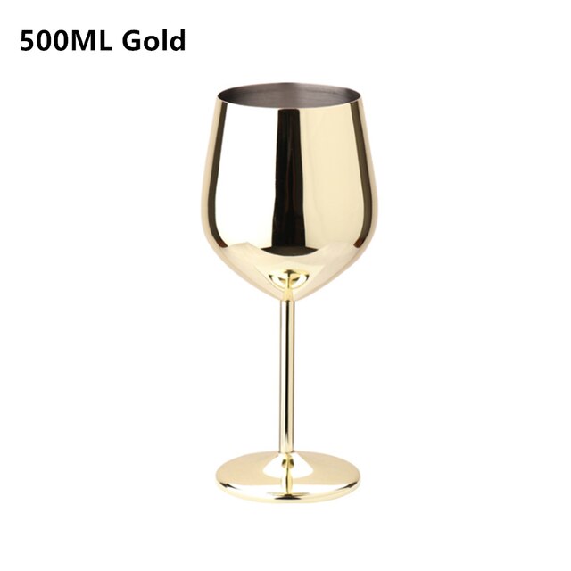 Stainless Steel Red Wine Glass Copper Plated Champagne Cup 200/500ML Goblet -Resistant Sparkling Wine Glass Cider Goblet: 500ML Gold / 2PCS