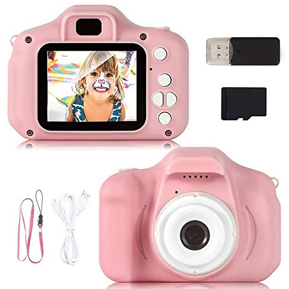 2.0 inch Screen Children Portable Selfie Digital Video Recorder Camera Toys Memory Card Included for Girls Boys Birthday
