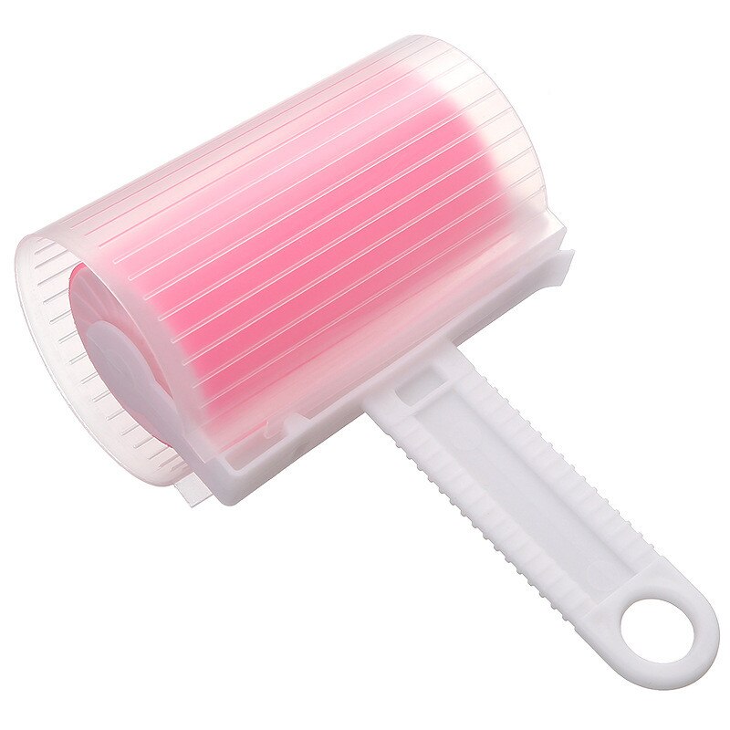 Washable Clothes Hair Sticky Roller Reusable Portable Home Clean Pet Hair Remover Sticky Roller Carpet Bed Sofa Dust Collector: Pink with cover