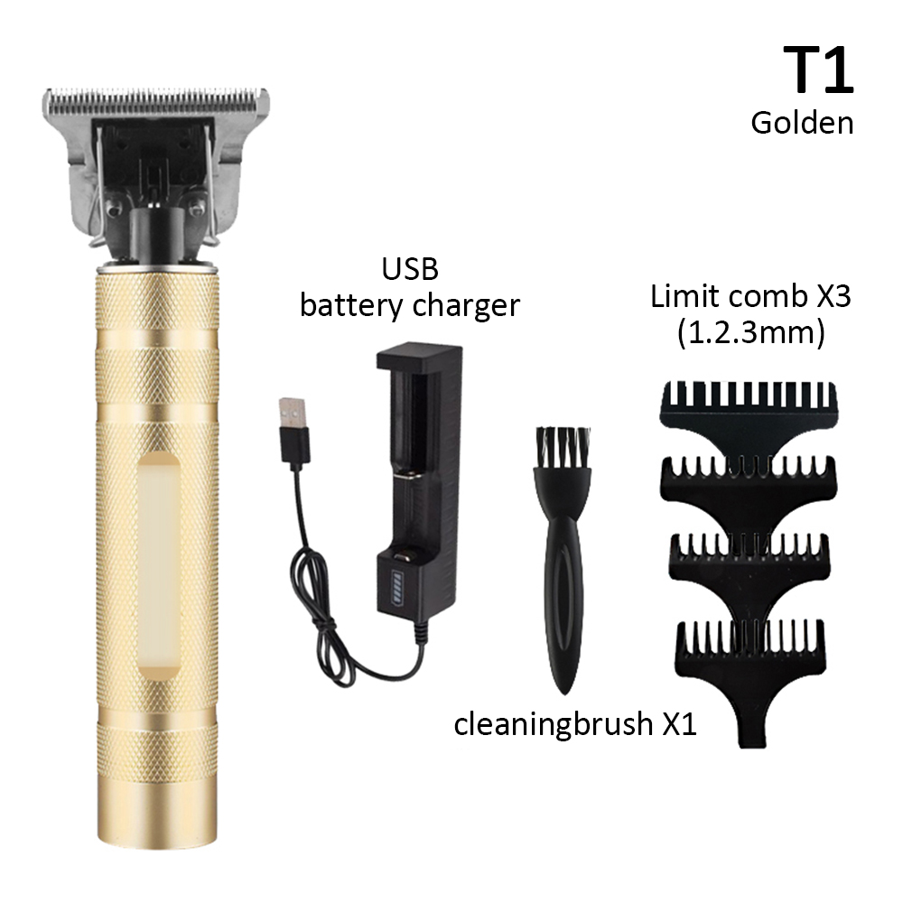 Oplaadbare Tondeuse Kapper Kapsel Cutter Maaier Snijmachine Scheermes Tondeuse Clippers Mannen Baard Trimmer Voor Mannen: T1  gold no box