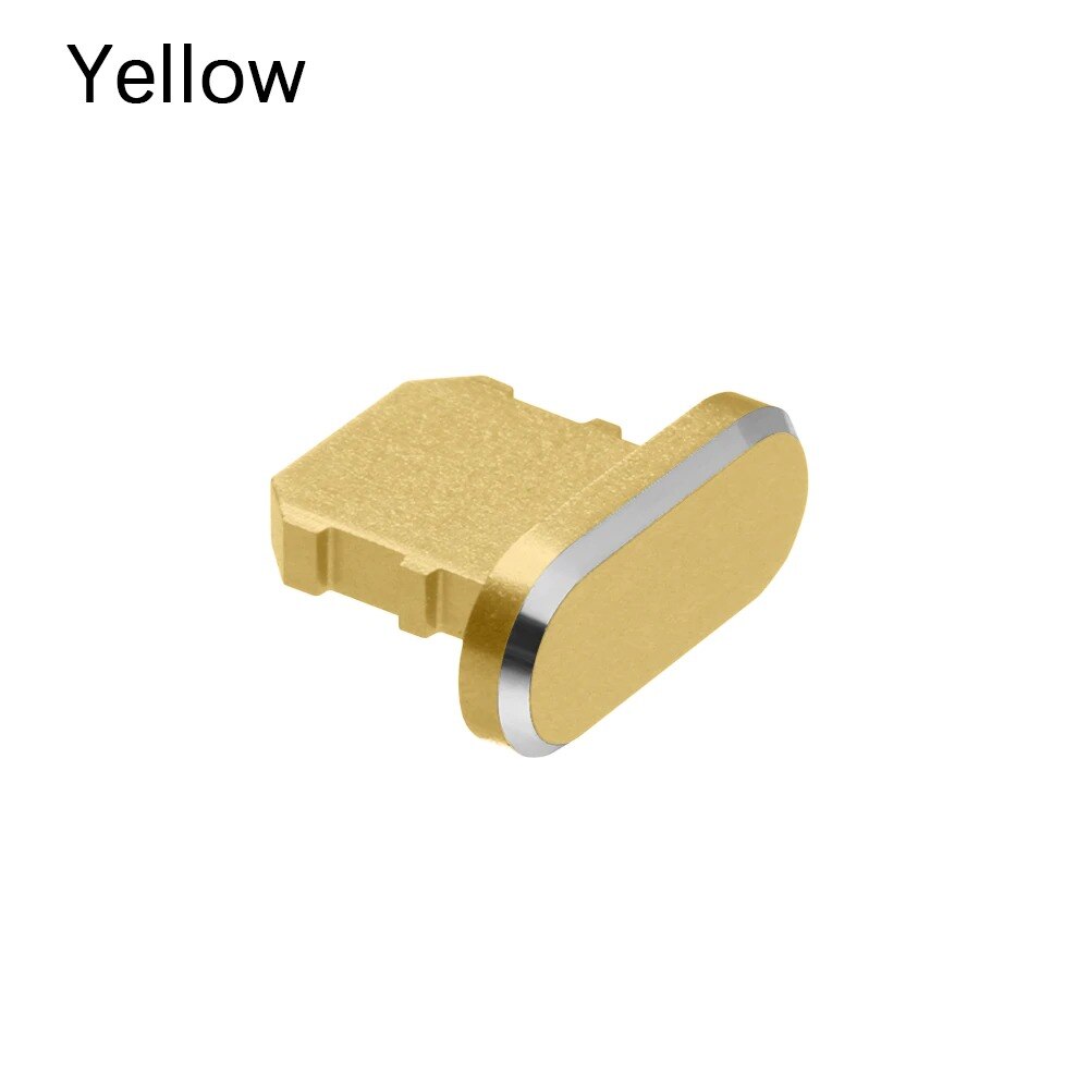 1PC Bunte Metall Anti Staub Ladegerät Dock Stecker Stopper Kappe Abdeckung für iPhone X XR Max 8 7 6S Plus Handy Zubehör: yellow