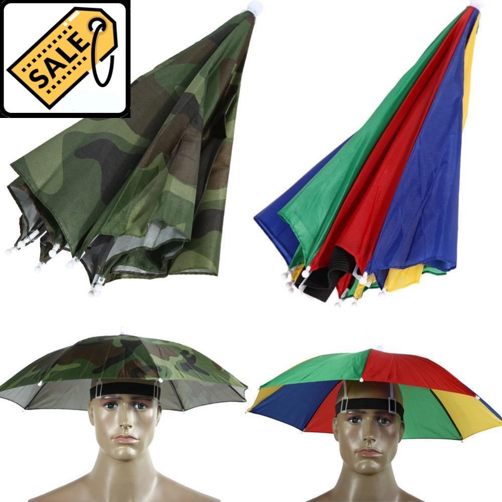 Letvægts paraply regn hat cap hovedbeklædning stilfuld paraply til fiskeri vandring strand camping cap hatte udendørs regnudstyr