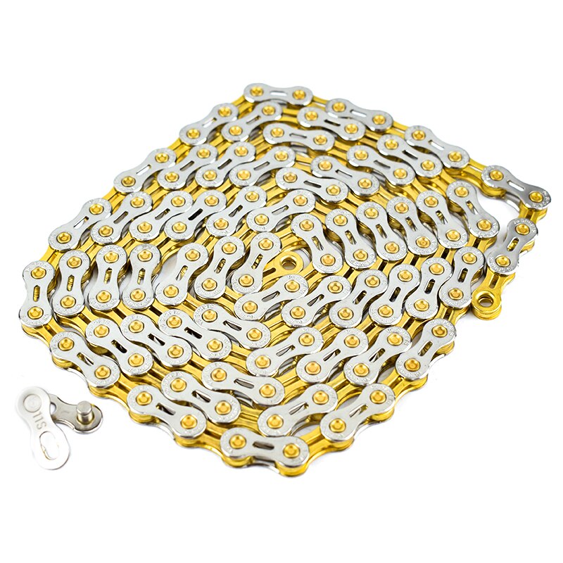 Mountain Road Bike 8 9 10 11 Speed Bicycle Chain Silver Gold Half Hollow MTB Bike Chain 116L Chain For Shimano SRAM Campanolo