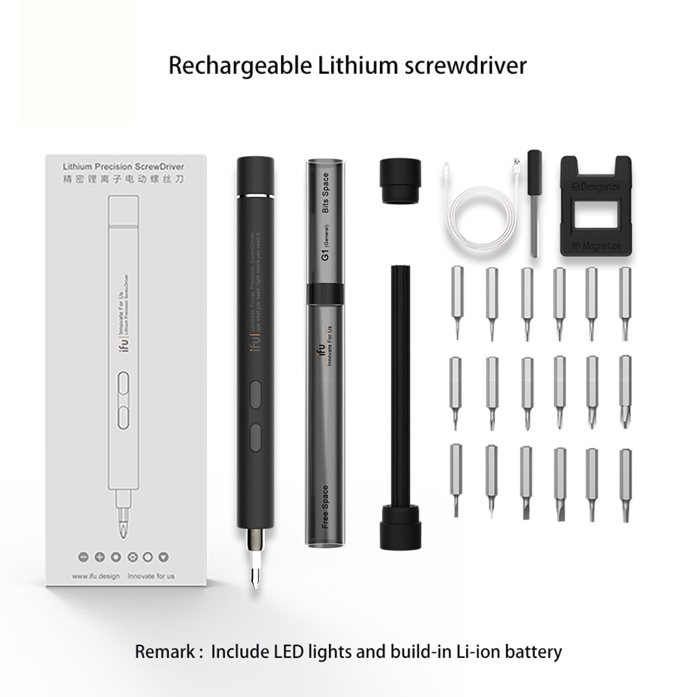 Mini Electric Screwdriver Rechargeable Power Screw Driver Kit 500mAh Lithium Battery Adjustable Torsion: Grey