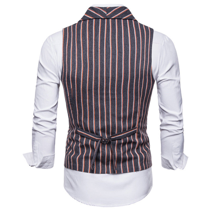 Heren geruit gestreept vintage tweerijig pak vest trendy mannelijk formeel zakelijk slim fit jurk vesten pak smoking vest