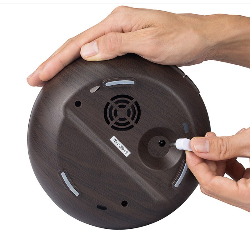 Difusor de aceite esencial de aromaterapia de 500Ml, difusores ultrasónicos de niebla fría de grano de madera con luces LED de 7 colores, cierre automático sin agua