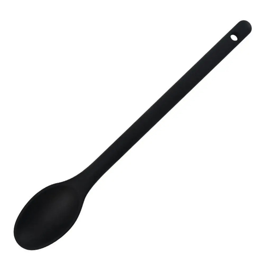 1-teiliger Silikon-Rührlöffel, antihaftbeschichtet, Küchenlöffel, Backlöffel zum Kochen, Rühren, Mischen und Servieren: Schwarz
