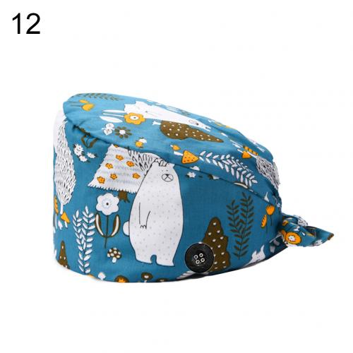 1PC Waschbär Fox Drucken Unisex Outdoor Sport Schweißband Kappe Schweiß Absorbierende Chirurg Krankenschwester Peeling Kappe Mit Taste Einstellbar Hut: 12